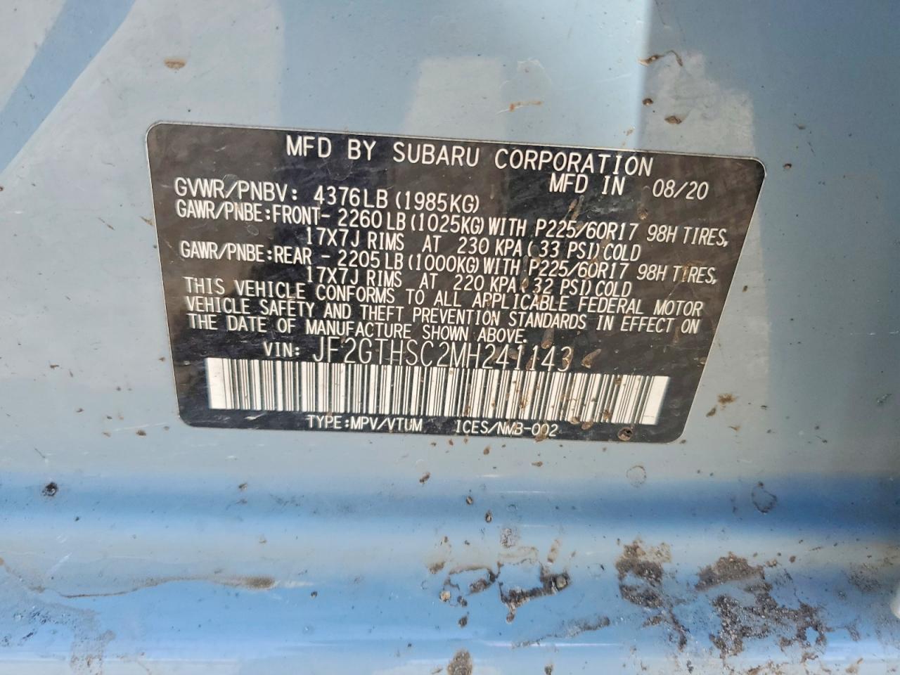 SUBARU CROSSTREK 2021 — 13