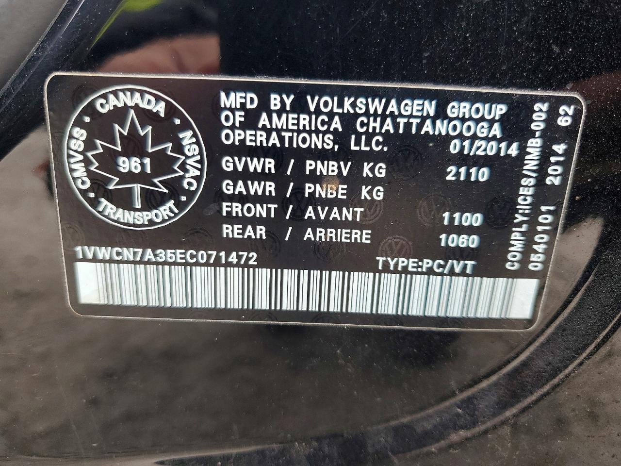 VOLKSWAGEN PASSAT 2014 — 13