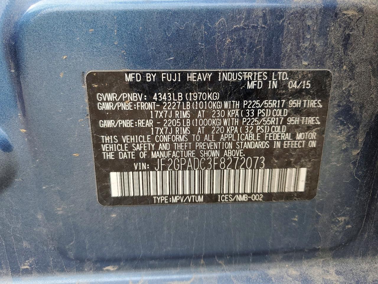 SUBARU XV CROSSTREK 2015 — 13