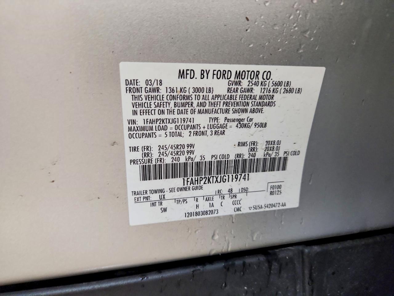 FORD TAURUS 2018 — 13
