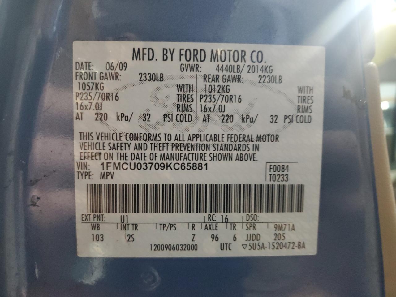 FORD ESCAPE 2009 — 14