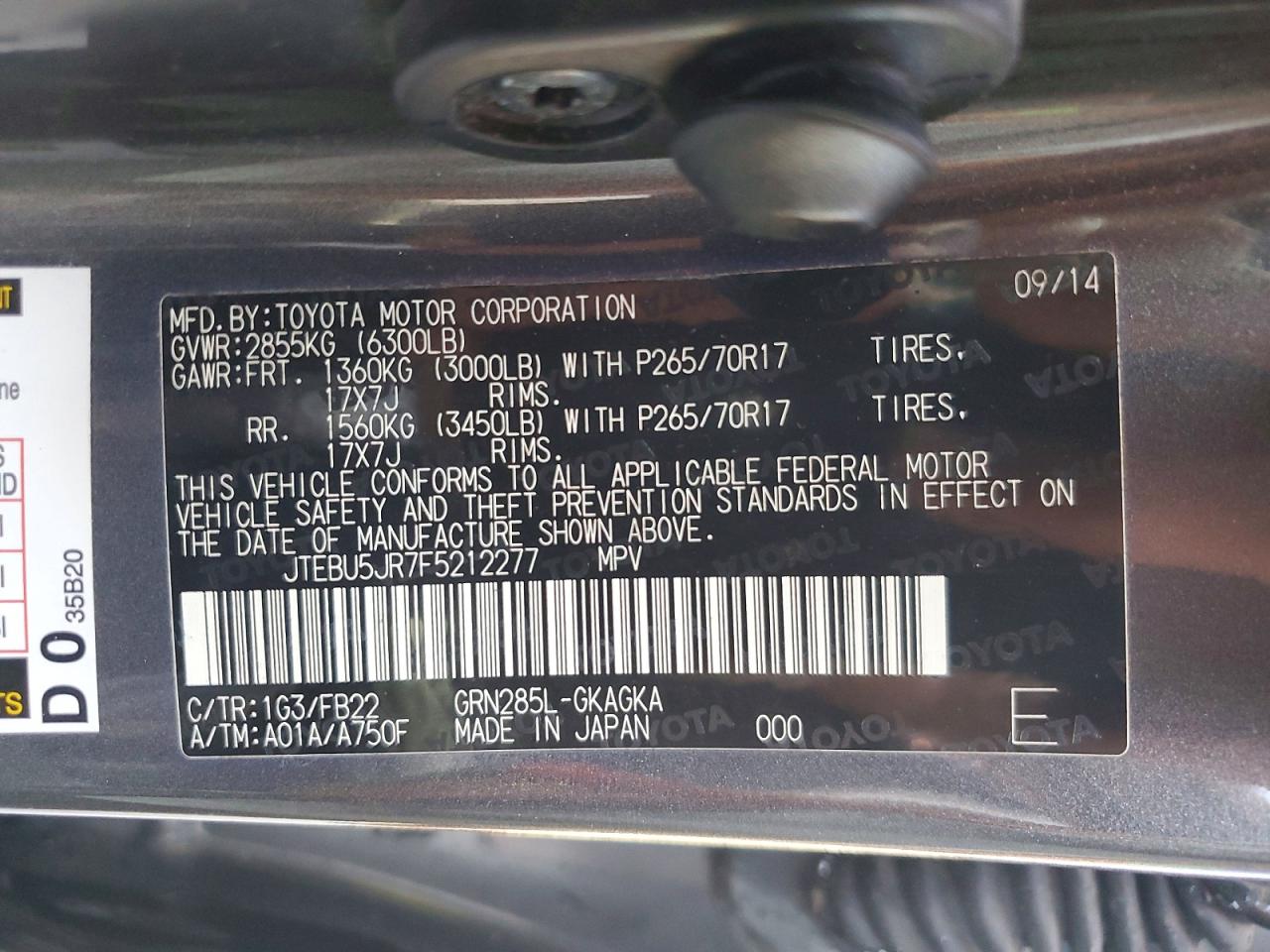 TOYOTA 4RUNNER 2015 — 14