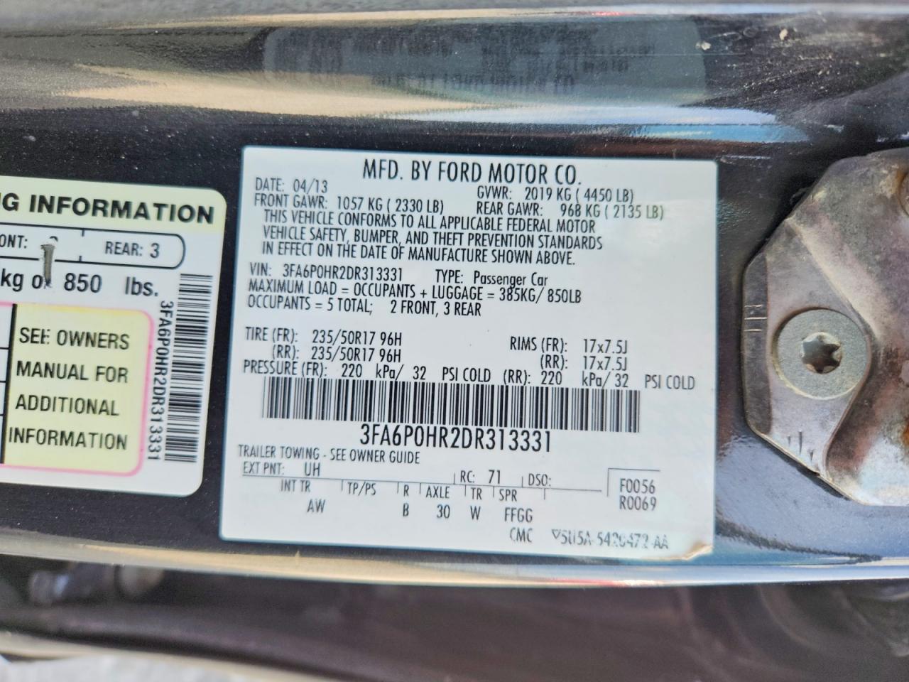 FORD FUSION 2013 — 13