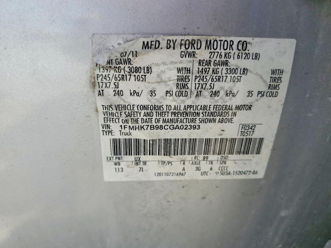 FORD EXPLORER 2012 — 14