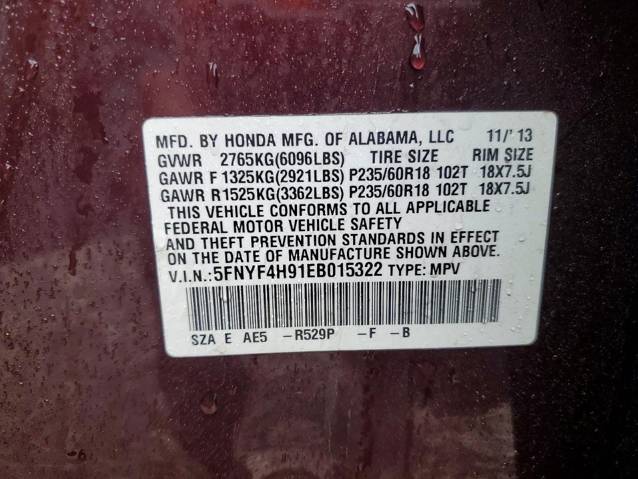 HONDA PILOT 2014 — 14