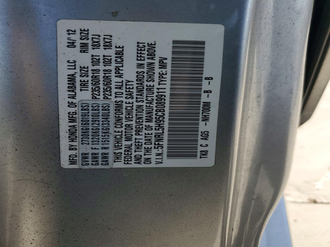 HONDA ODYSSEY 2012 — 14
