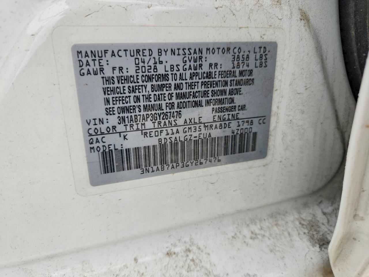 NISSAN SENTRA 2016 — 13