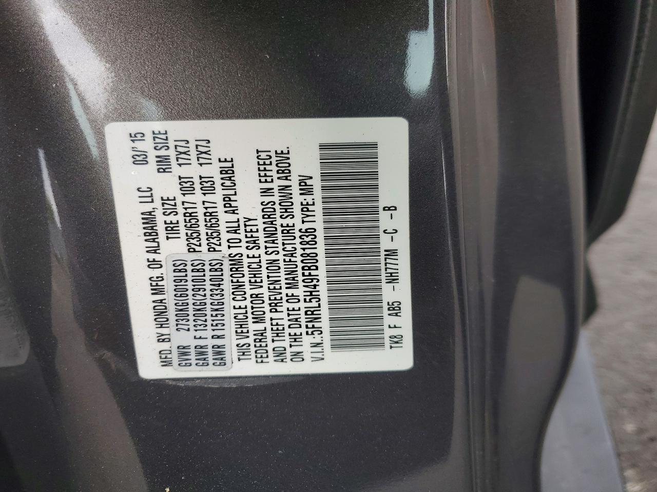 HONDA ODYSSEY 2015 — 13