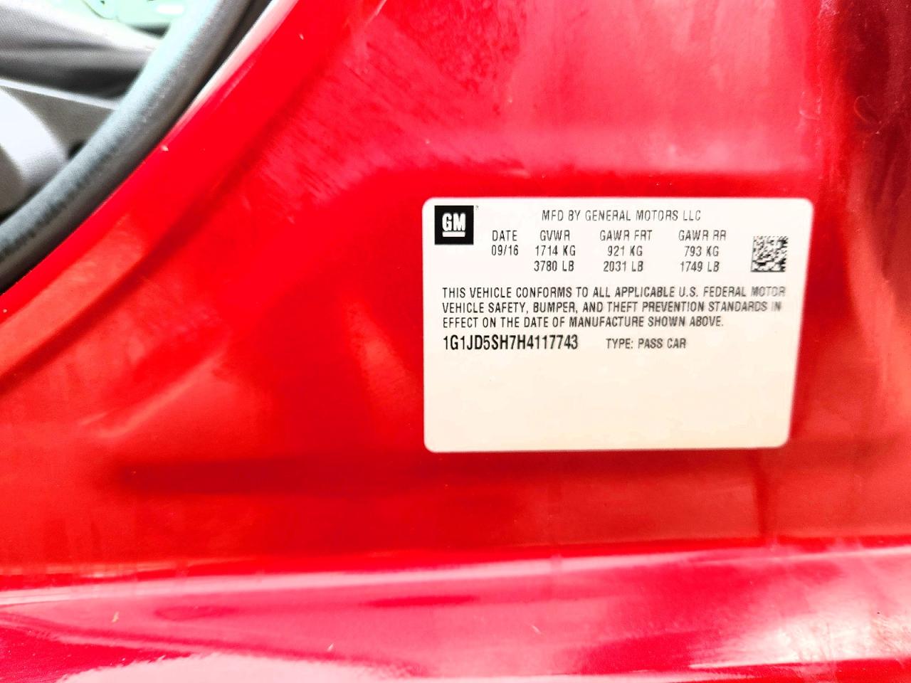 CHEVROLET SONIC 2017 — 13