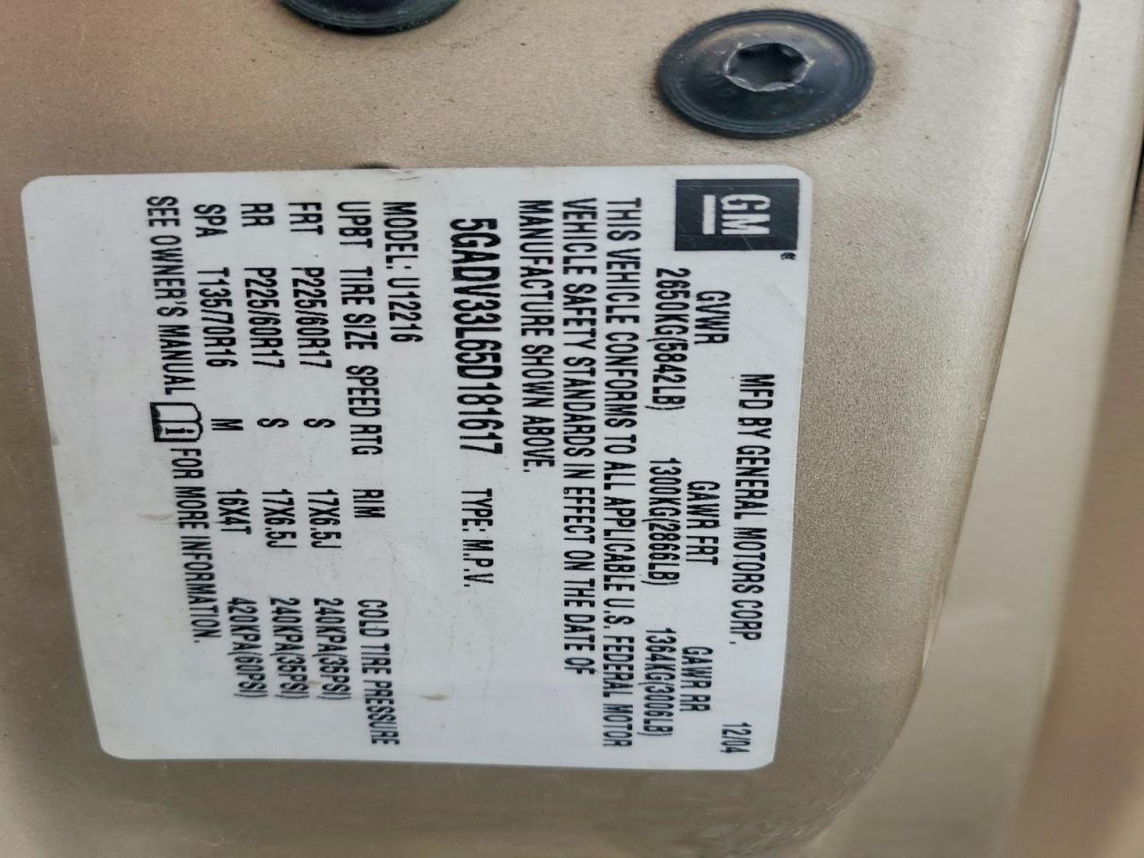 BUICK TERRAZA 2005 — 14
