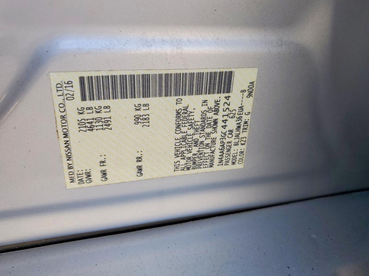 NISSAN MAXIMA 2016 — 13
