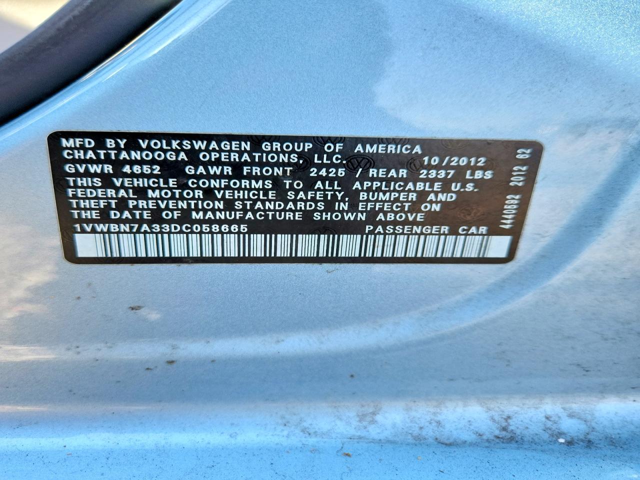 VOLKSWAGEN PASSAT 2013 — 13