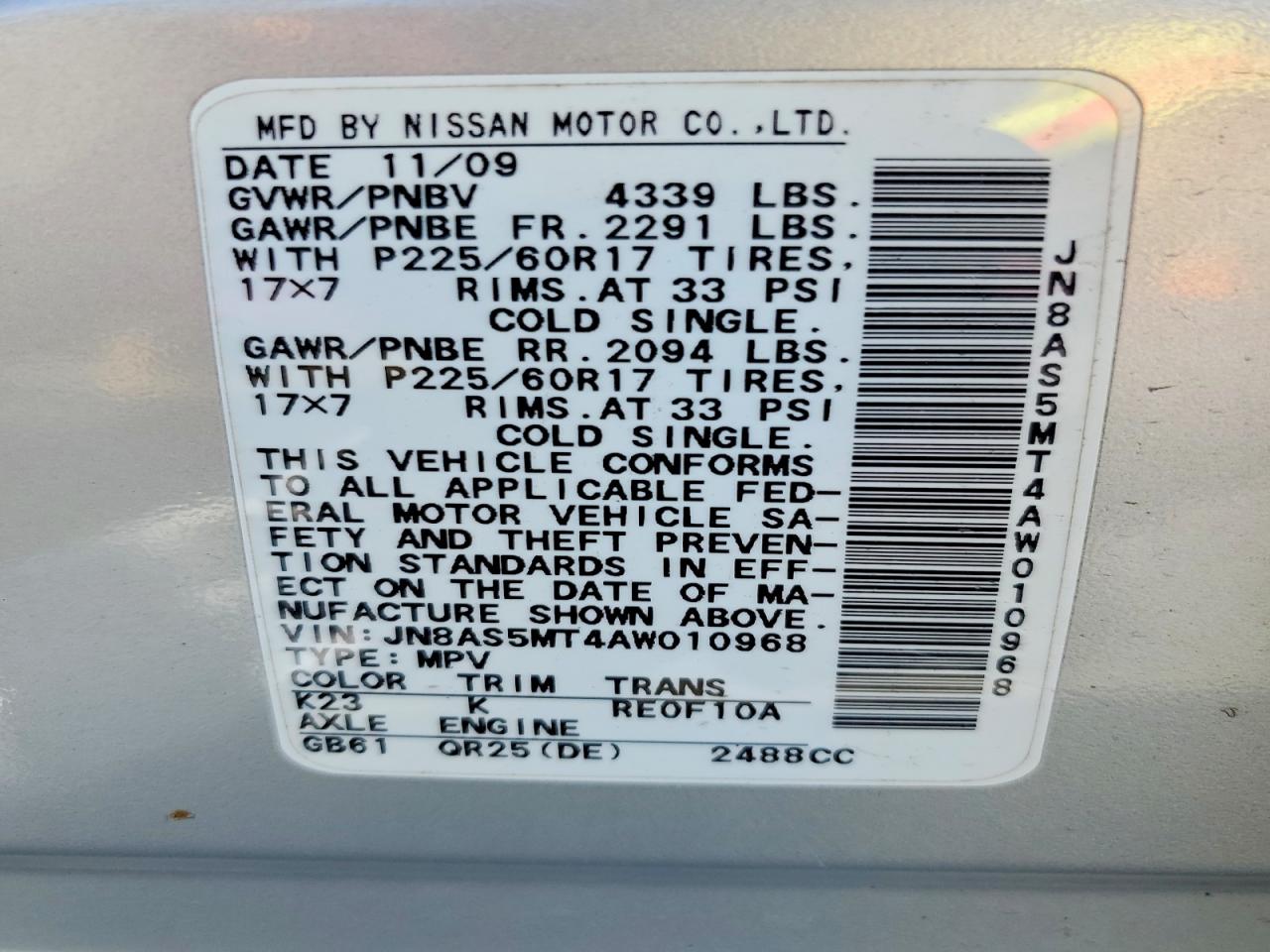 NISSAN ROGUE 2010 — 13