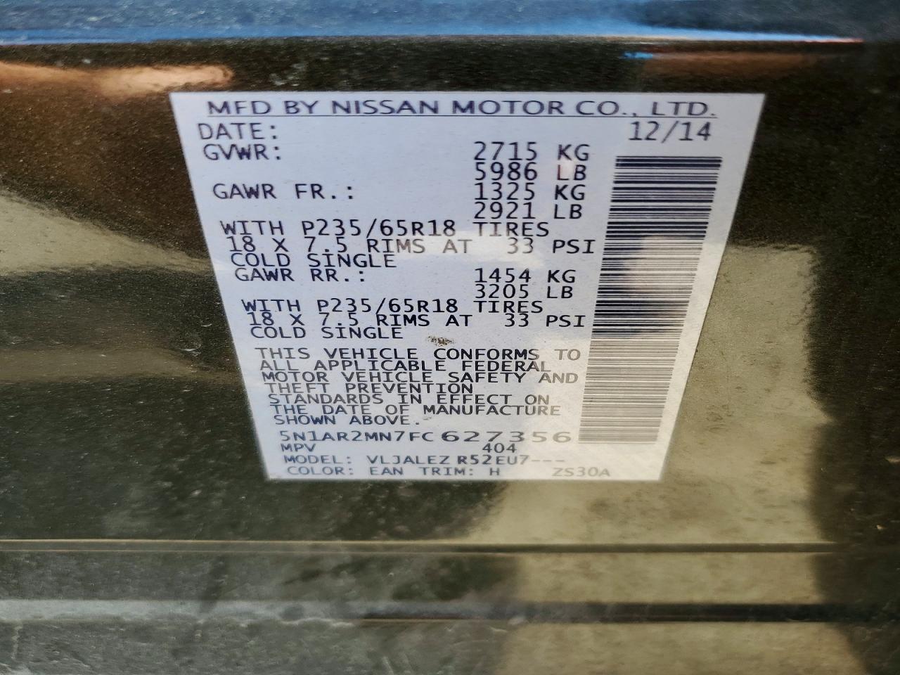 NISSAN PATHFINDER 2015 — 14