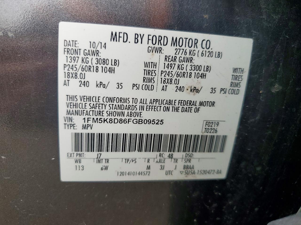 FORD EXPLORER 2015 — 14