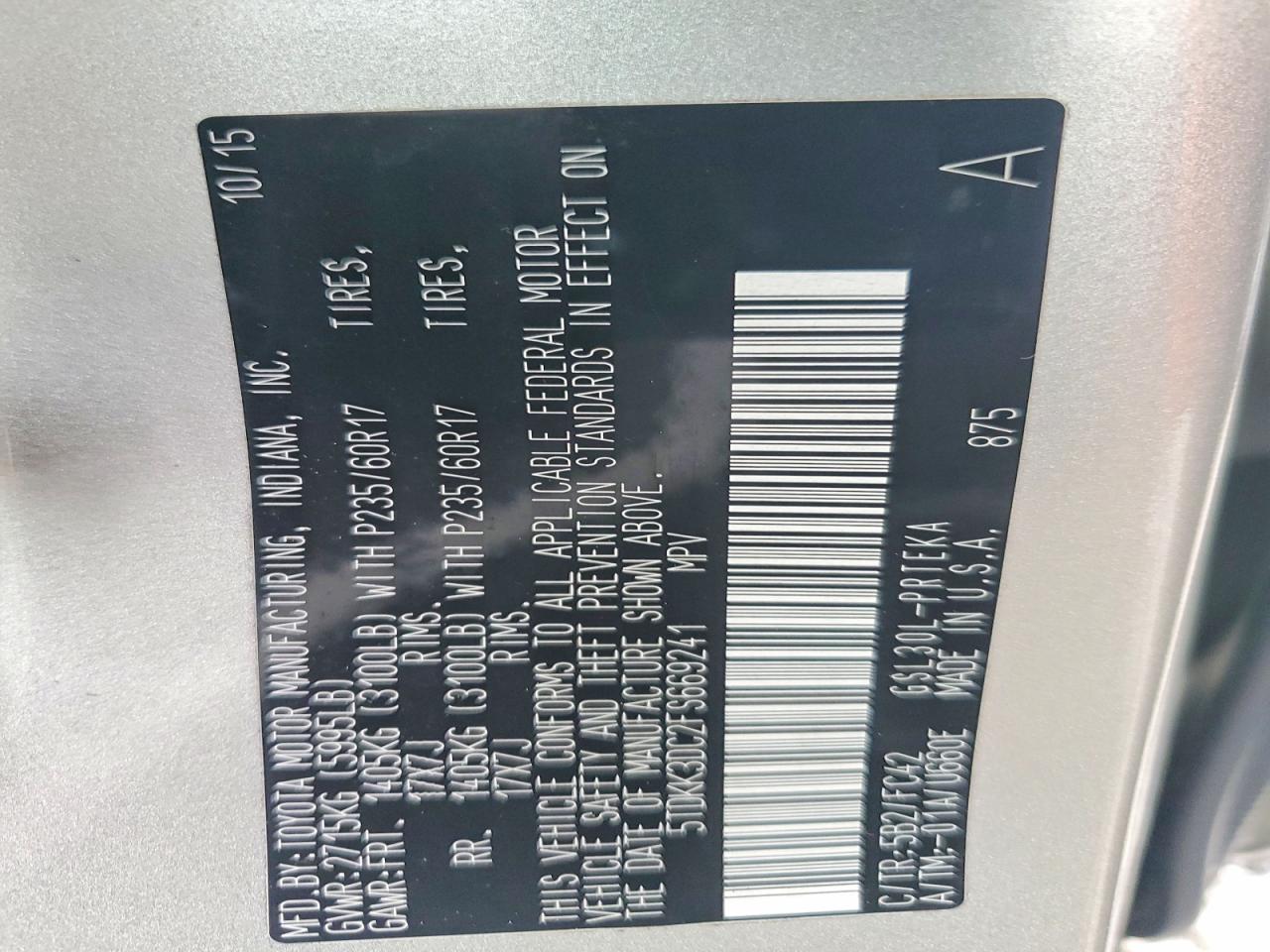 TOYOTA SIENNA 2015 — 14