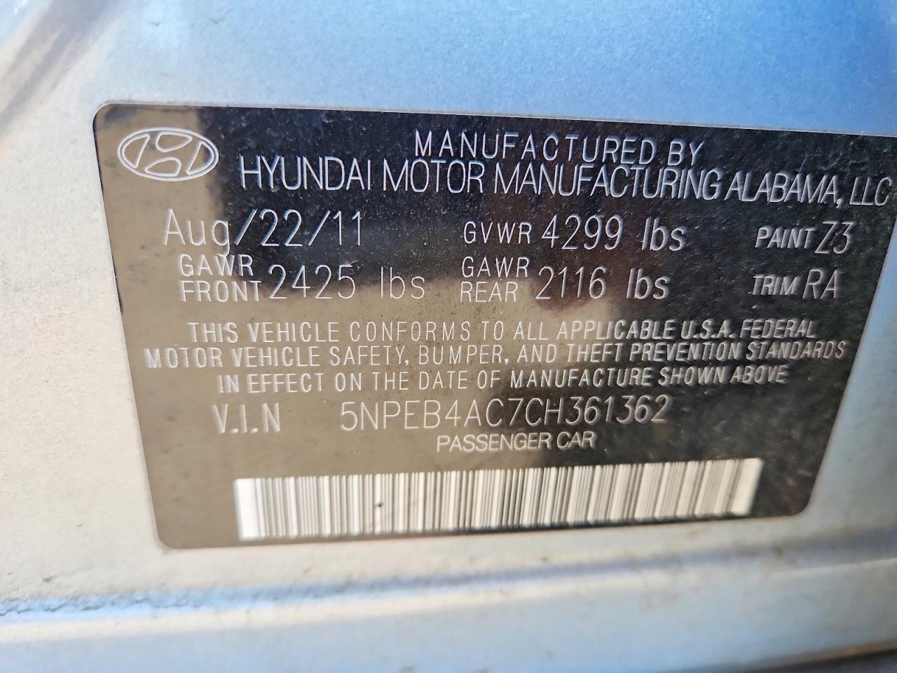 HYUNDAI SONATA 2012 — 13