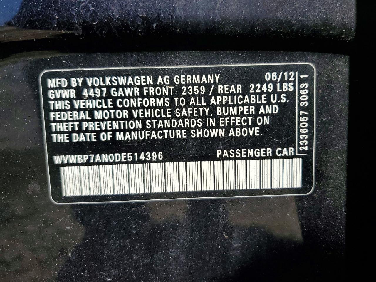 VOLKSWAGEN CC 2013 — 13