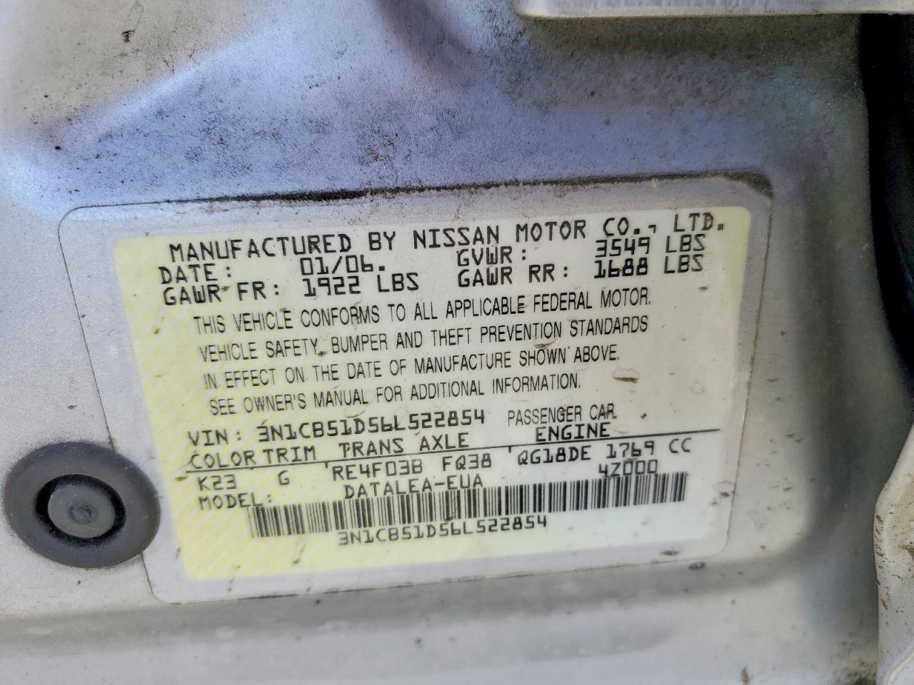 NISSAN SENTRA 2006 — 13