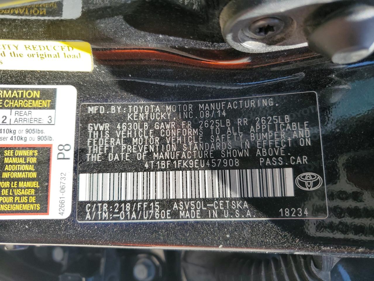 TOYOTA CAMRY 2014 — 13