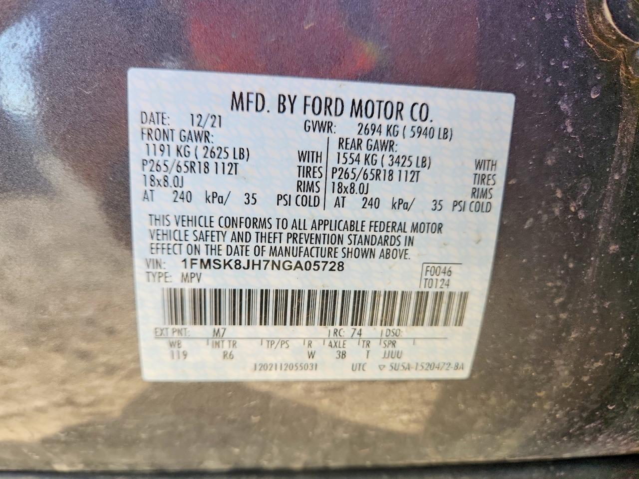 FORD EXPLORER 2022 — 15