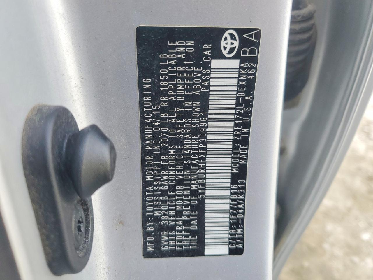 TOYOTA COROLLA 2015 — 13