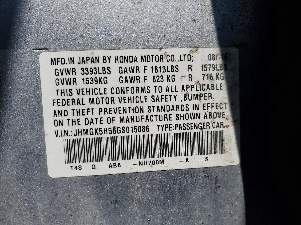 HONDA FIT 2016 — 14