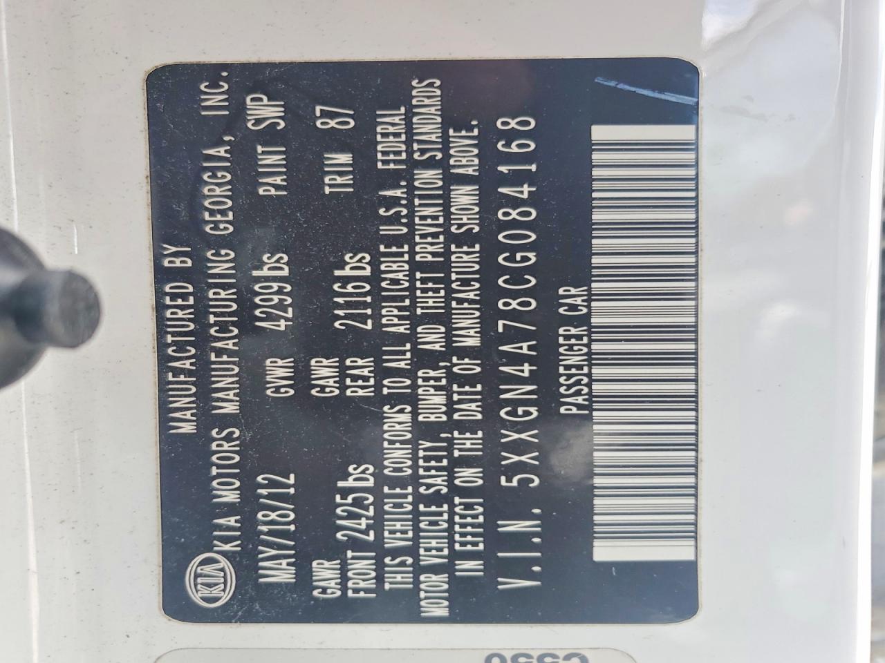 KIA OPTIMA 2012 — 13