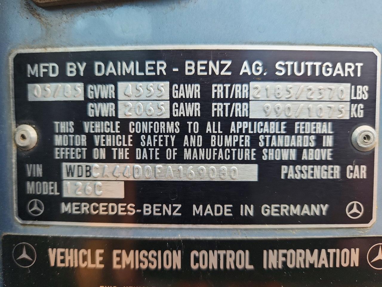 MERCEDES-BENZ 500 1985 — 13