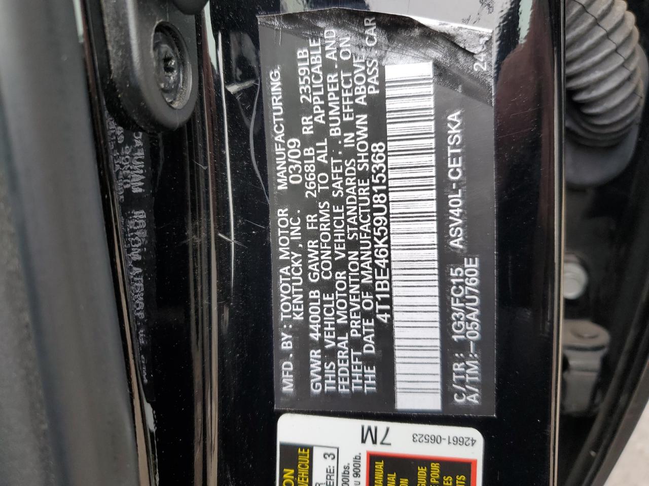 TOYOTA CAMRY 2009 — 13
