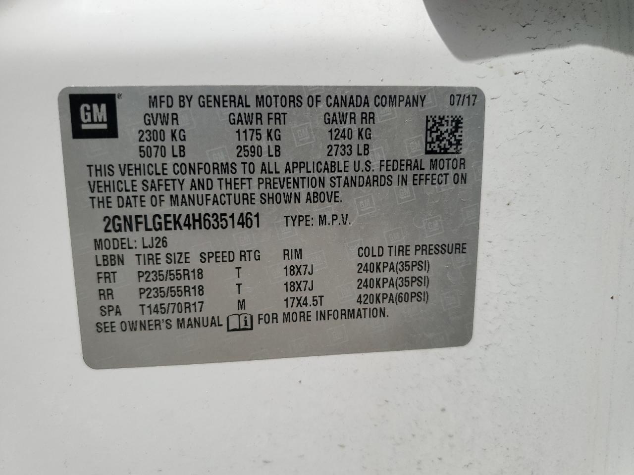 CHEVROLET EQUINOX PREMIER 2017 — 14
