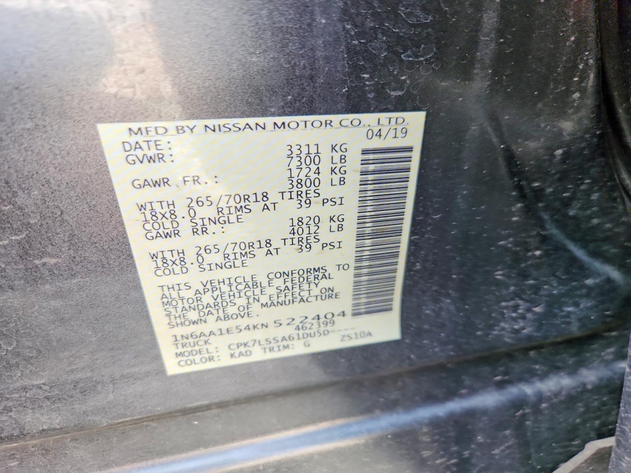 NISSAN TITAN 2019 — 13