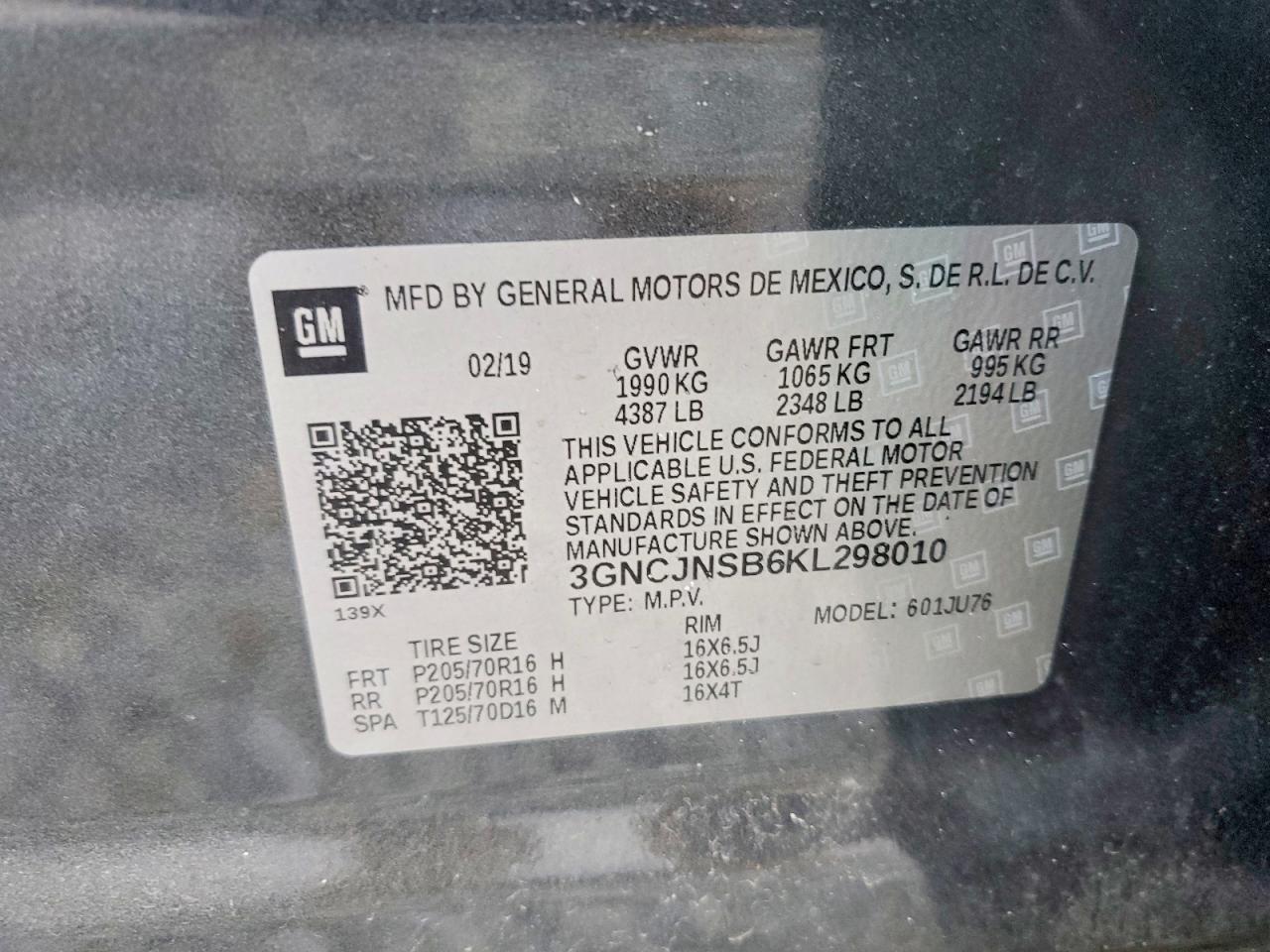 CHEVROLET TRAX 2019 — 13