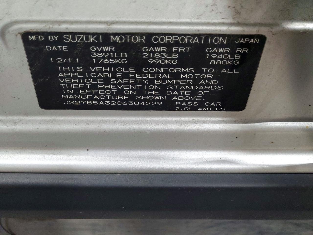 SUZUKI SX4 2012 — 13