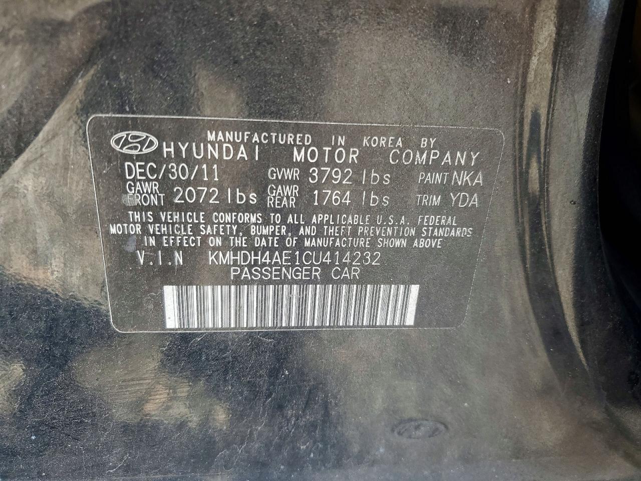 HYUNDAI ELANTRA 2012 — 13