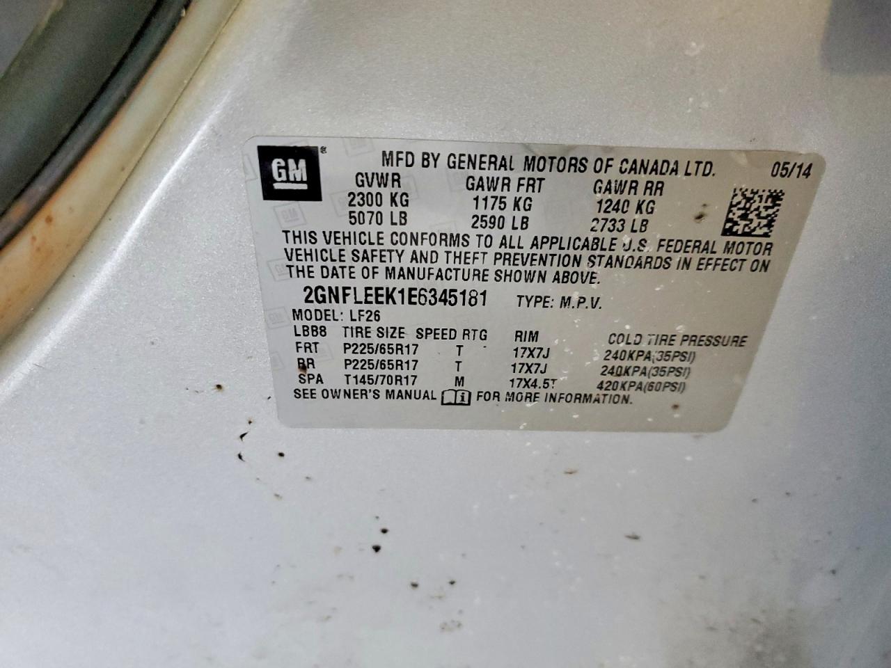 CHEVROLET EQUINOX 2014 — 14