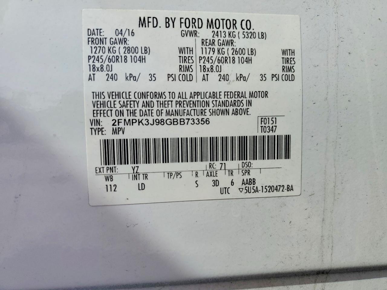 FORD EDGE 2016 — 13