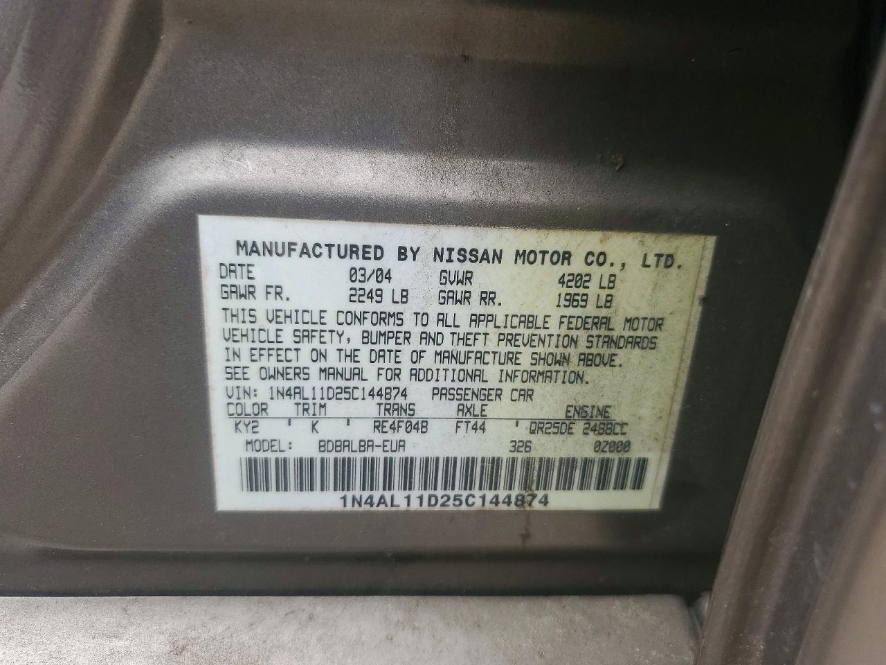 NISSAN ALTIMA 2005 — 13