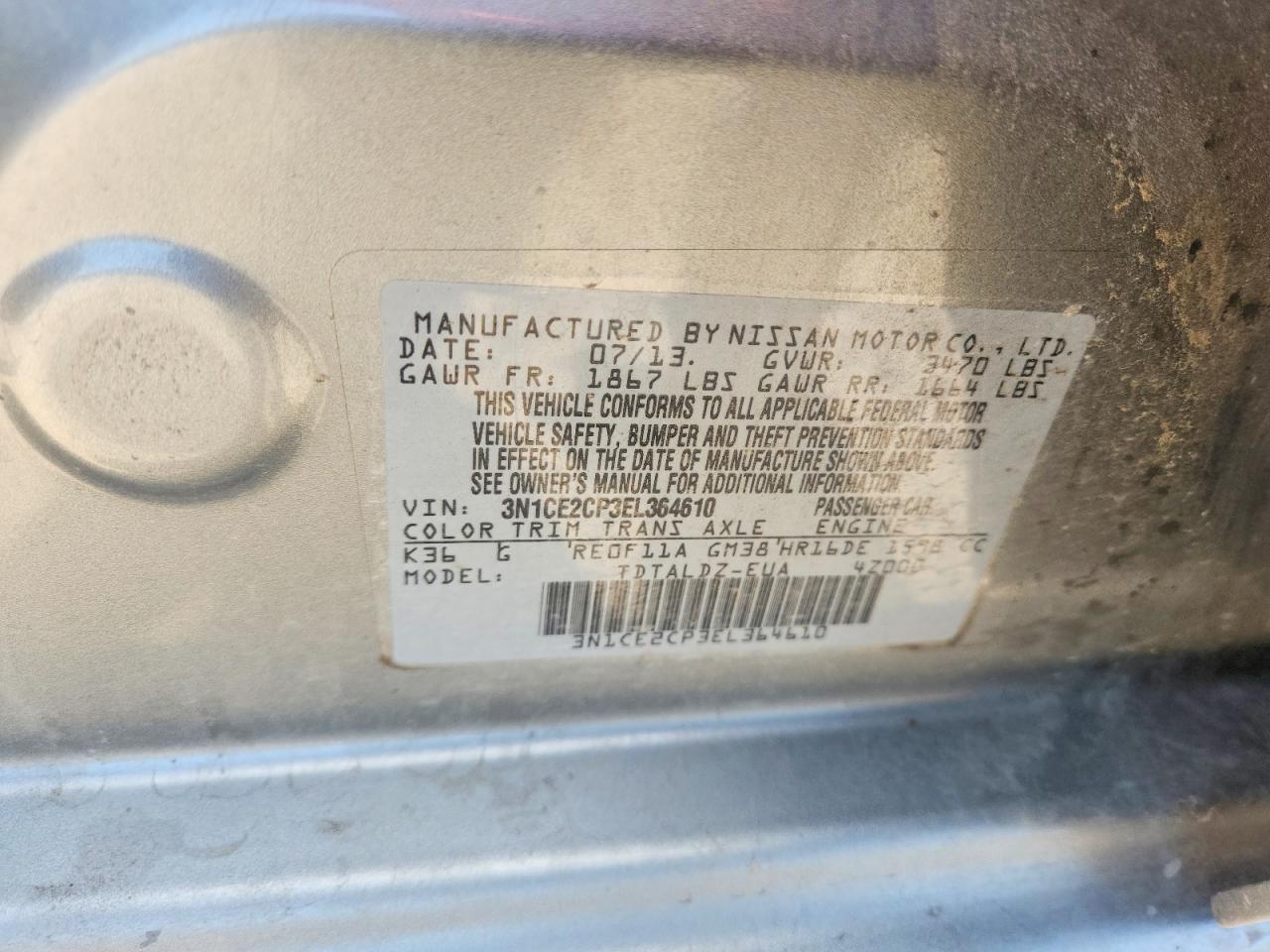 NISSAN VERSA NOTE 2014 — 13