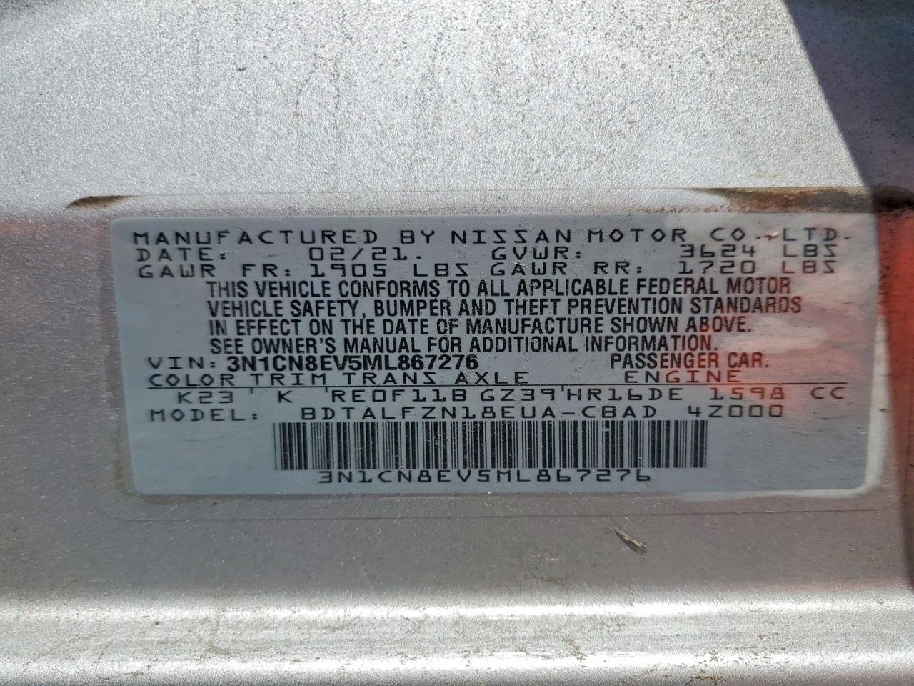NISSAN VERSA 2021 — 14