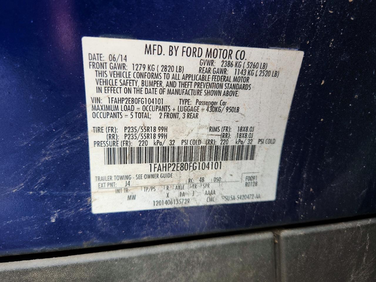 FORD TAURUS 2015 — 14