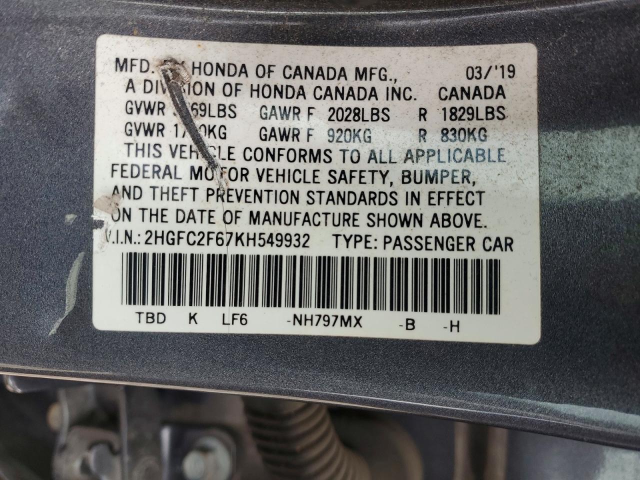 HONDA CIVIC 2019 — 13