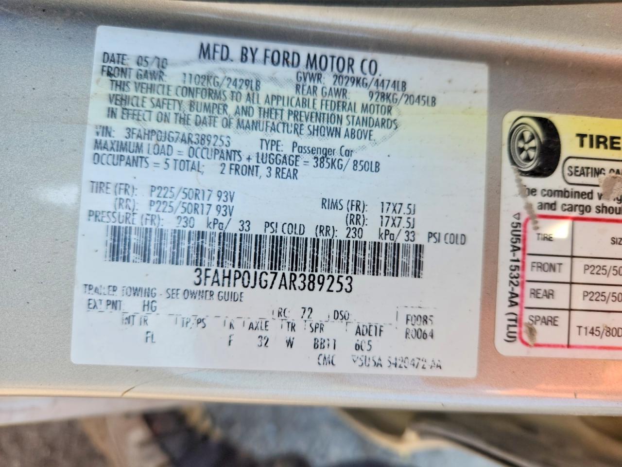 FORD FUSION 2010 — 14