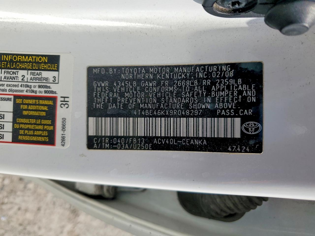 TOYOTA CAMRY 2009 — 13