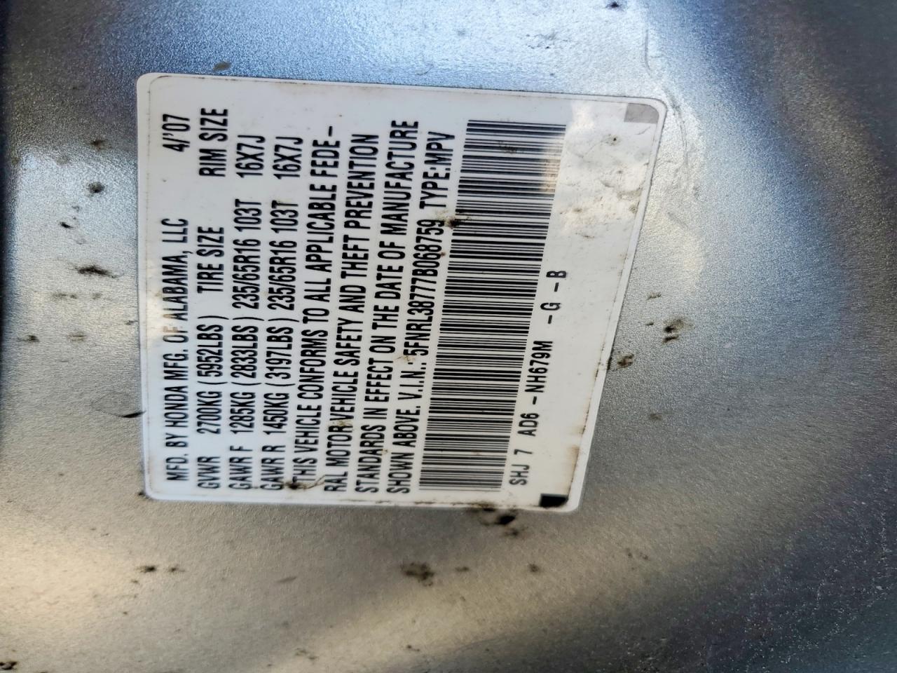 HONDA ODYSSEY 2007 — 15