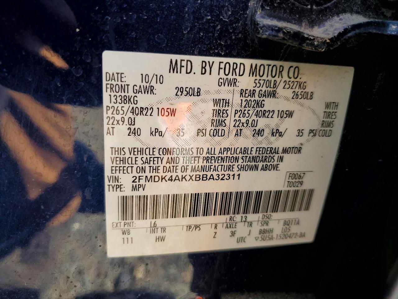 FORD EDGE 2011 — 14