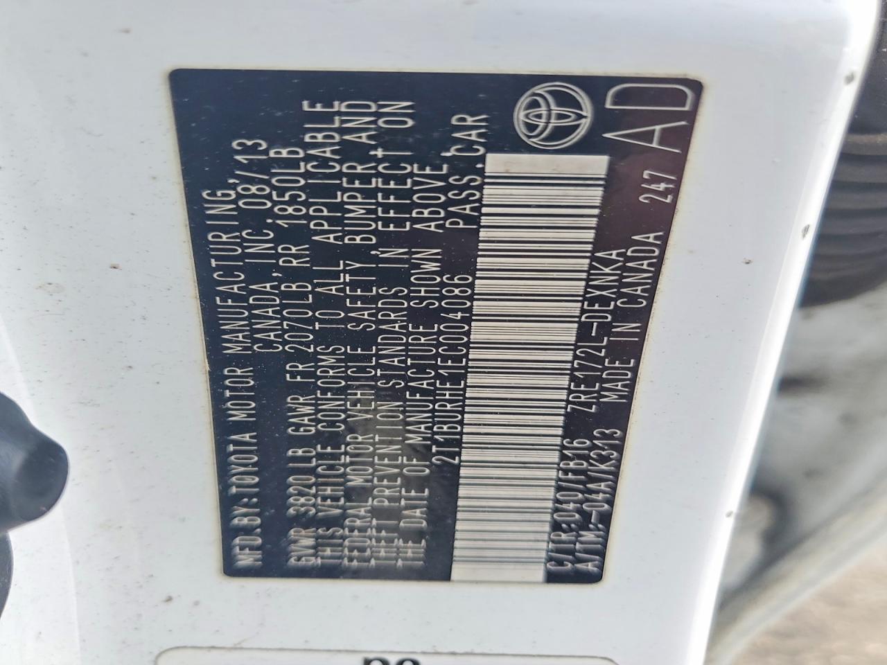 TOYOTA COROLLA 2014 — 14