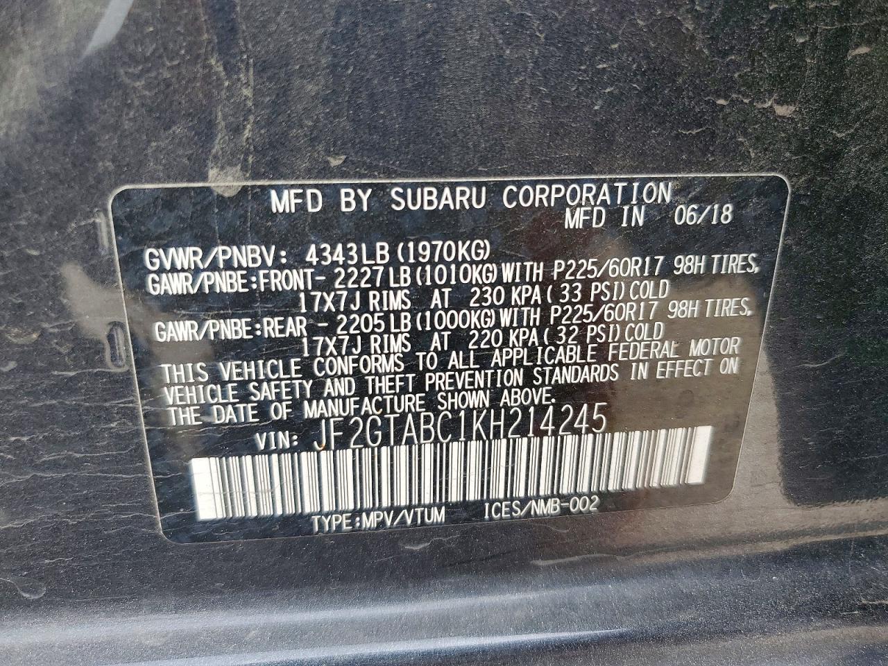 SUBARU CROSSTREK 2019 — 14