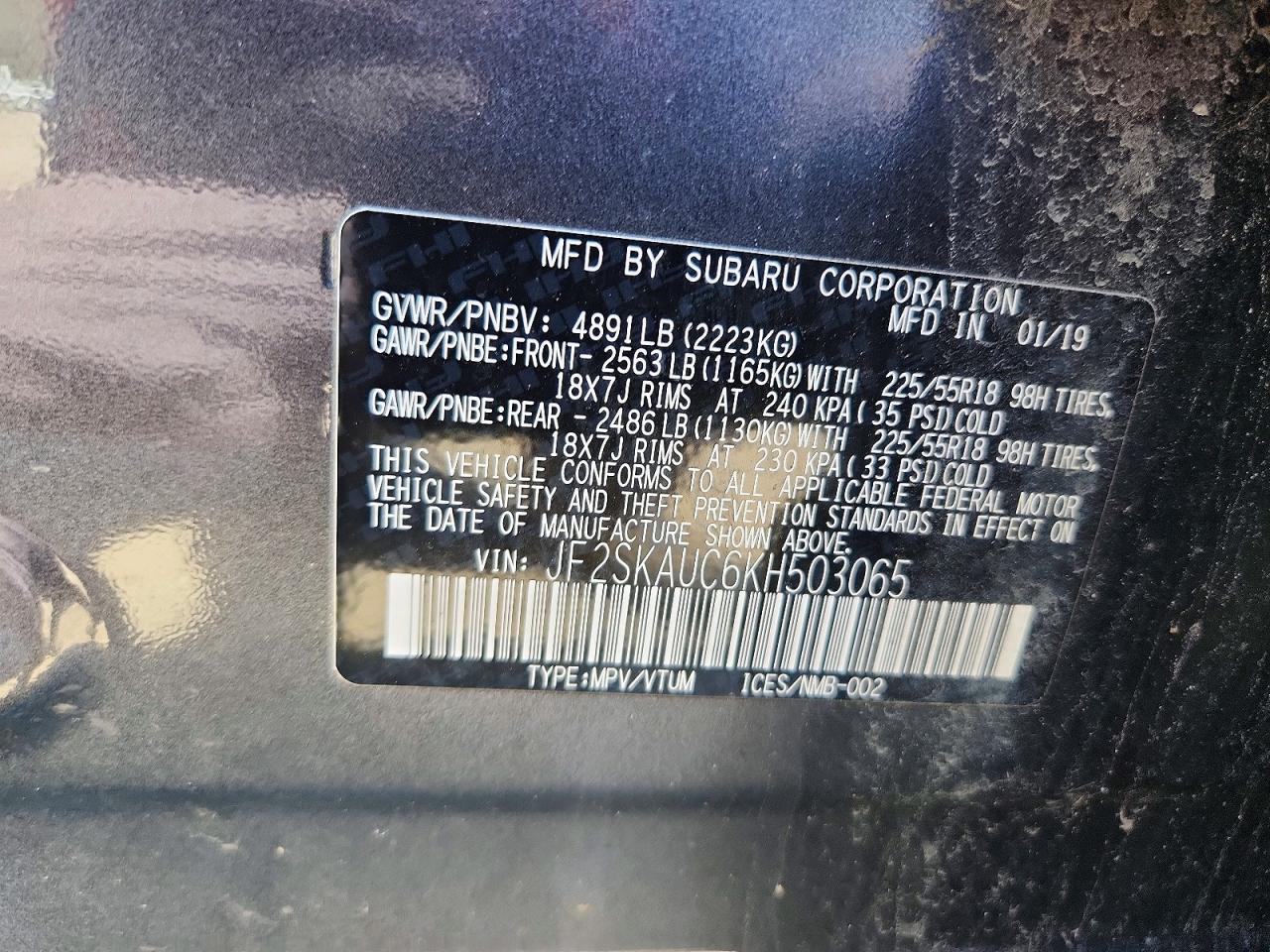 SUBARU FORESTER 2019 — 14