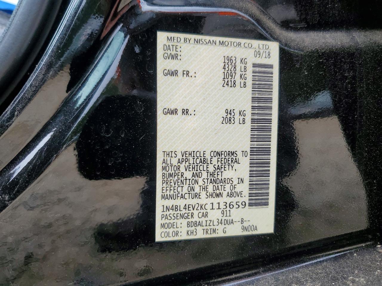 NISSAN ALTIMA 2019 — 13